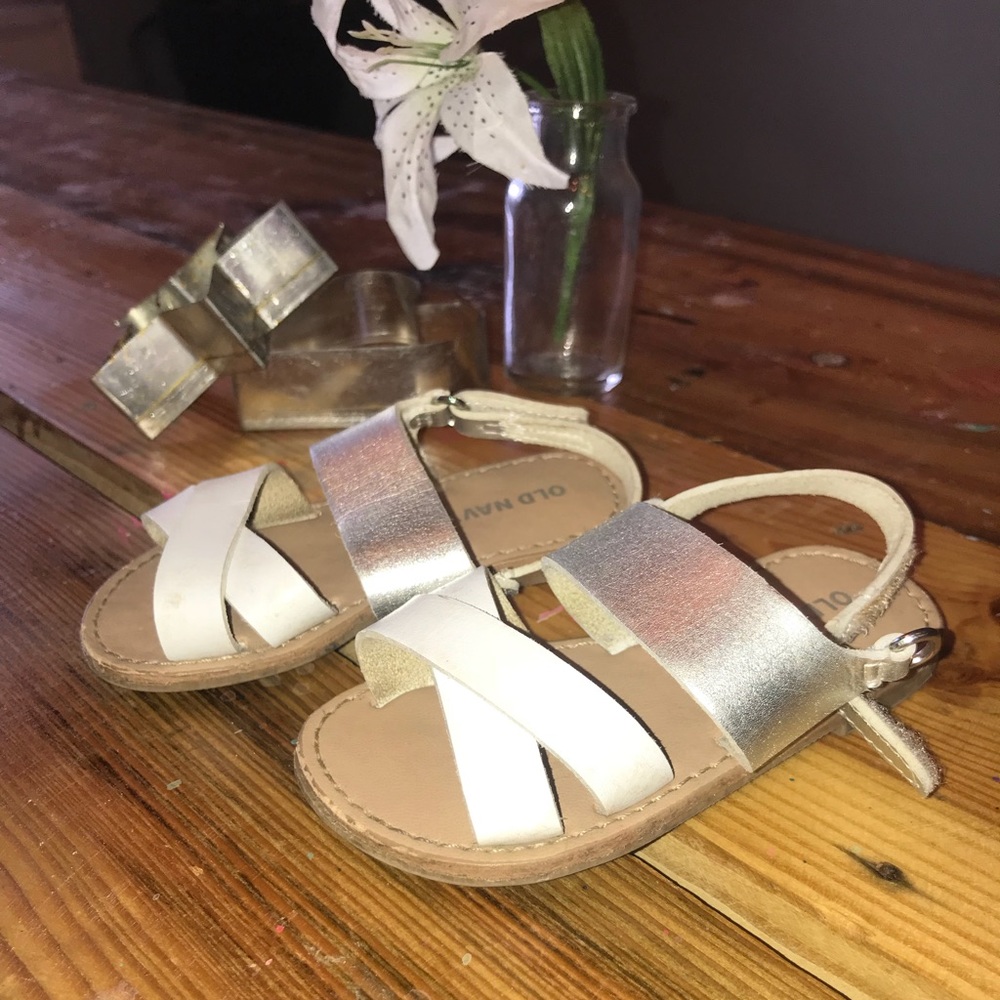 White and silver old navy sandals